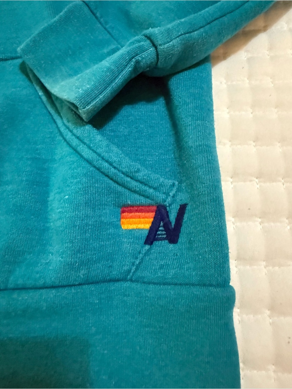 Teal Blue Aviator Nation Bolt Stitch Hoodie - Picture 2 of 7